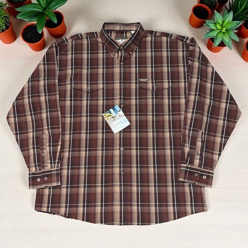 Powder River Outfitters Panhandle Slim Shirt Men’s XL Plaid Western Rodeo NWT